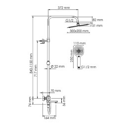Душевая система WasserKRAFT A199.069.065.087.CH Thermo с термостатом Хром