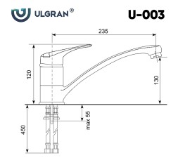 Смеситель для кухни Ulgran Classic U-003-307 Терракот