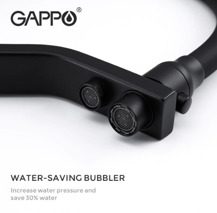 Смеситель для кухни Gappo G17-6 G4317-6 Черный матовый