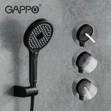 Смеситель для ванны Gappo G03-6 G3203-6 Черный матовый Хром
