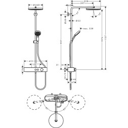 Душевая система Hansgrohe Pulsify S Showerpipe 260 1jet 24220000 с термостатом Хром