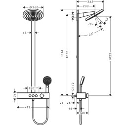 Душевая система Hansgrohe Pulsify S Showerpipe 260 2jet 24240670 с термостатом Черная матовая