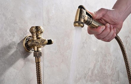 Гигиенический душ с запорным вентилем Bronze de Luxe Royal 10235 Бронза