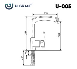 Смеситель для кухни Ulgran Classic U-005-310 Серый