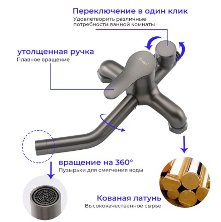 Душевая система Frap F24011-9 Оружейная сталь