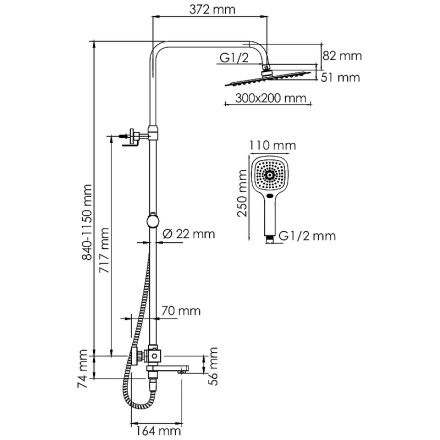 Душевая система WasserKRAFT A199.069.065.010.CH Thermo с термостатом Хром