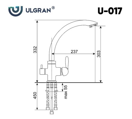Смеситель для кухни Ulgran Classic U-017-308 Черный
