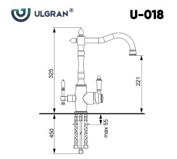 Смеситель для кухни Ulgran Classic U-018 Бронза