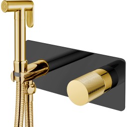 Гигиенический душ со смесителем Boheme Stick 127-BG.2 Черный матовый Золото