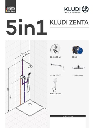 Душевая система Kludi Zenta 388320545 с термостатом Хром