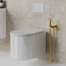 Гигиенический душ со смесителем Paini Castello Round CAPJ442R Брашированное золото