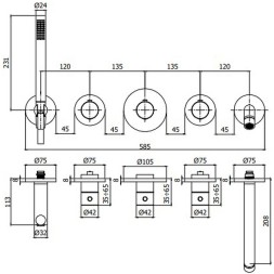 Смеситель для ванны Paffoni Modular Box MDE001CR с термостатом Хром