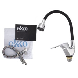 Смеситель для кухни Ekko E4105+E65 Хром Черный