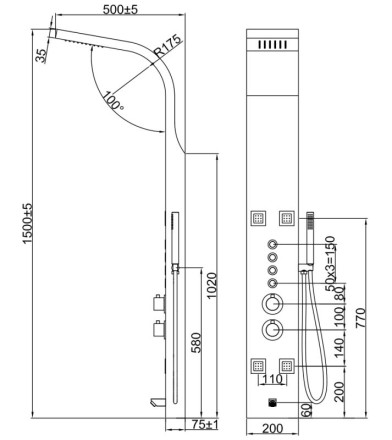 Душевая панель Denberg LT-203 с термостатом Белая матовая