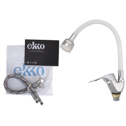Смеситель для кухни Ekko E4105+E55 Хром Белый