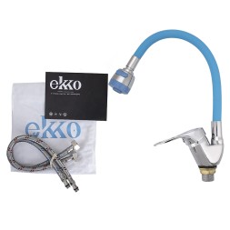 Смеситель для кухни Ekko E4105+E60 Хром Синий