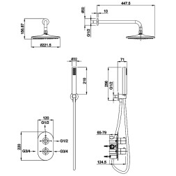 Душевая система Koller Pool Round CTR023 с термостатом Хром