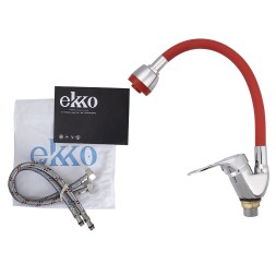 Смеситель для кухни Ekko E4105+E61 Хром Красный