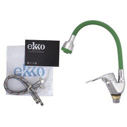 Смеситель для кухни Ekko E4105+E66 Хром Зеленый