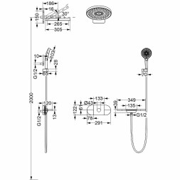 Душевая система Vincea Futura VSFW-2F12TMB с термостатом Черная матовая